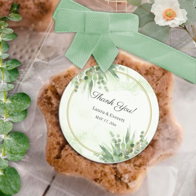 Adesivo Redondo Eucalyptus Green Foliage Obrigado (Criador carregado)