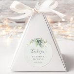 Adesivo Redondo Eucalyptus Greenery Dourado Deixa Casamento Elegan<br><div class="desc">Belo casamento Obrigado paus com aquarela eucalipto e folhas de ouro.</div>