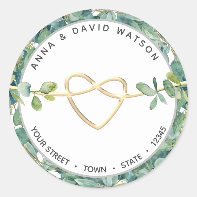 Adesivo Redondo Eucalyptus Greenery Endereço de Retorno (Frente)
