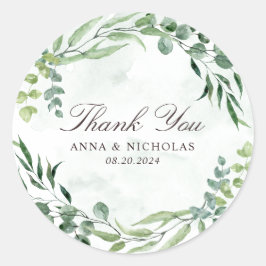 Adesivo Redondo Eucalyptus Greenery Foliage Sticker