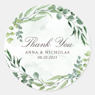 Adesivo Redondo Eucalyptus Greenery Foliage Sticker