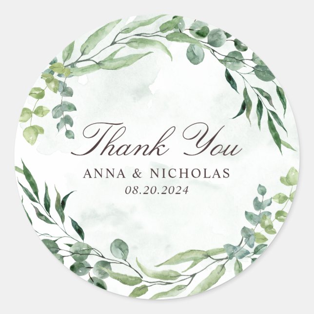 Adesivo Redondo Eucalyptus Greenery Foliage Sticker (Frente)