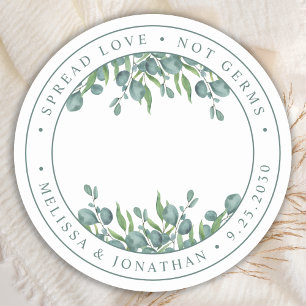 Adesivo Redondo Eucalyptus Greenery Spread Love Não Germs Casamen