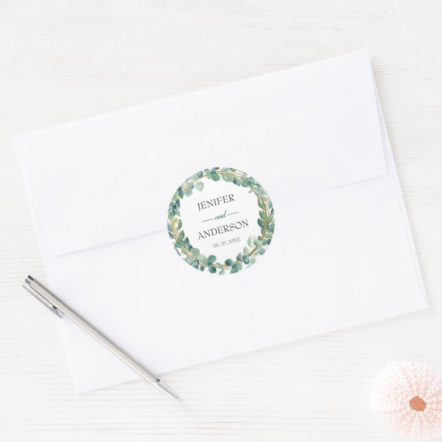 Adesivo Redondo Eucalyptus Greenery Vige (Envelope)