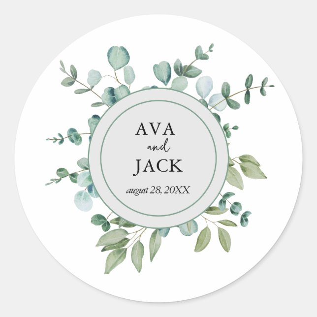 Adesivo Redondo eucalyptus greenery wedding Sticker (Frente)
