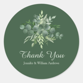 Adesivo Redondo Eucalyptus Leaf Nature Greenery Script Obrigado