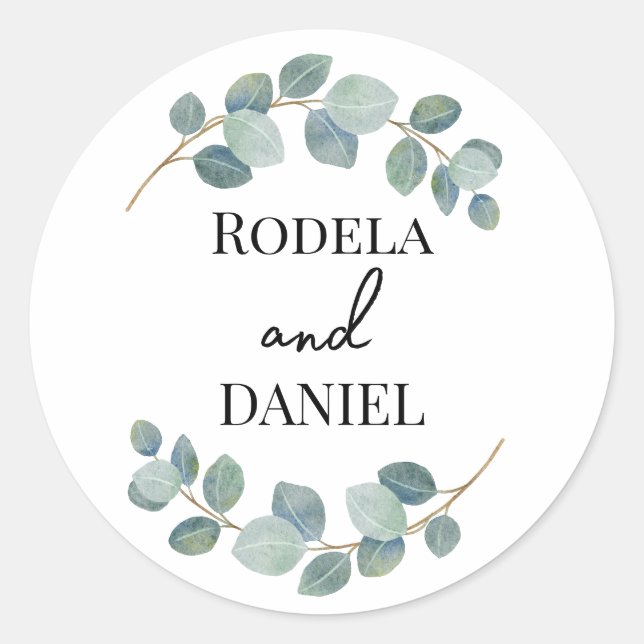 Adesivo Redondo Eucalyptus Leaves Greenery (Frente)