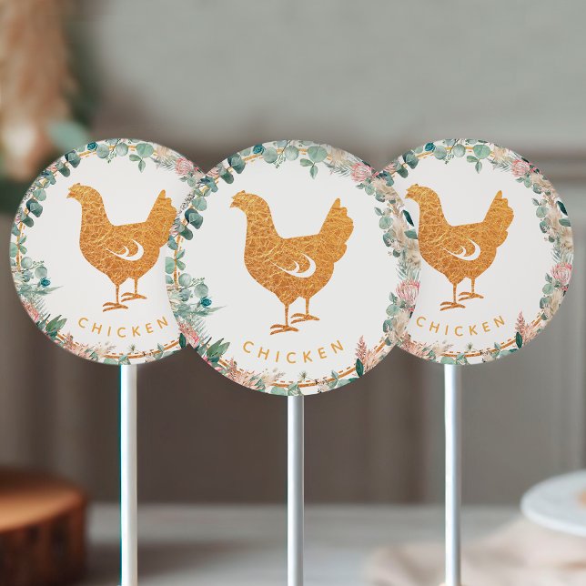 Adesivo Redondo Eucalyptus Pampas Proteas Chicken Meal Choice  (Criador carregado)