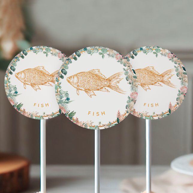 Adesivo Redondo Eucalyptus Pampas Proteas Gold Fish Meal Choice  (Criador carregado)