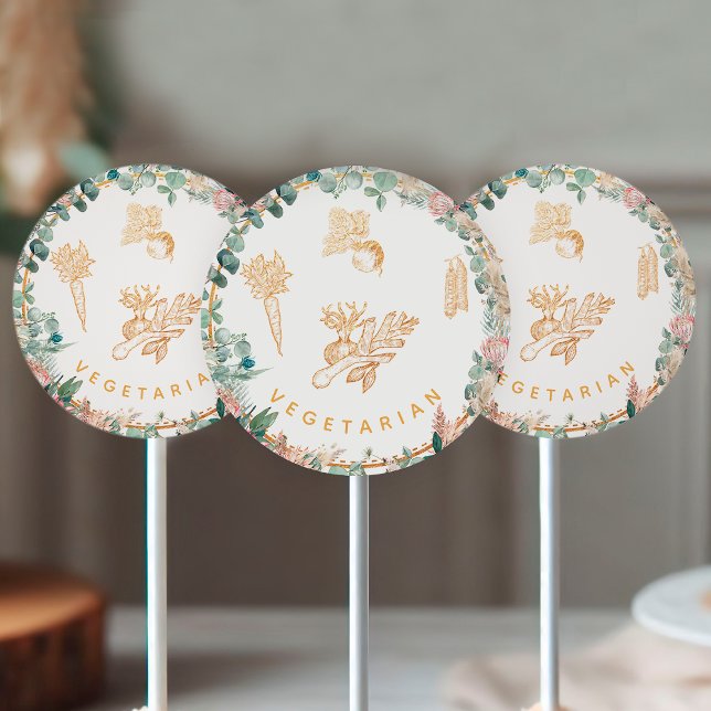 Adesivo Redondo Eucalyptus Pampas Proteas Vegetarian Meal Choice  (Criador carregado)