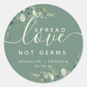 Adesivo Redondo Eucalyptus Spread Love Not Germs Manitizer Sq