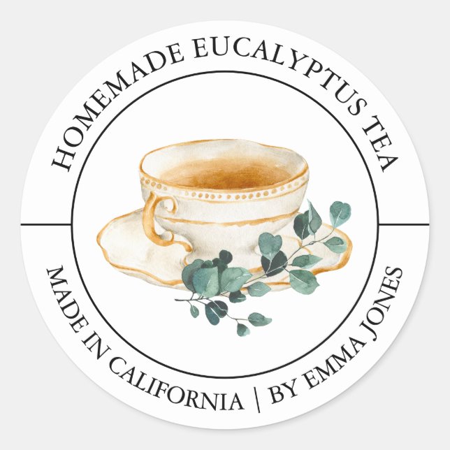Adesivo Redondo Eucalyptus Tea Modern label (Frente)