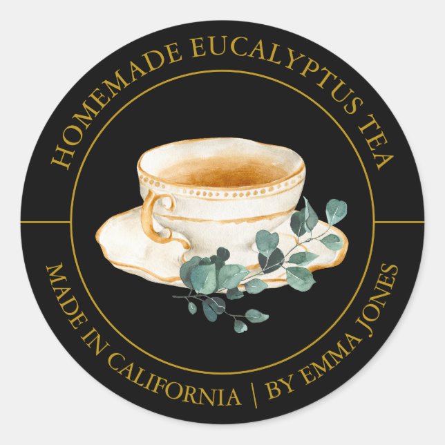 Adesivo Redondo Eucalyptus Tea Modern label (Frente)
