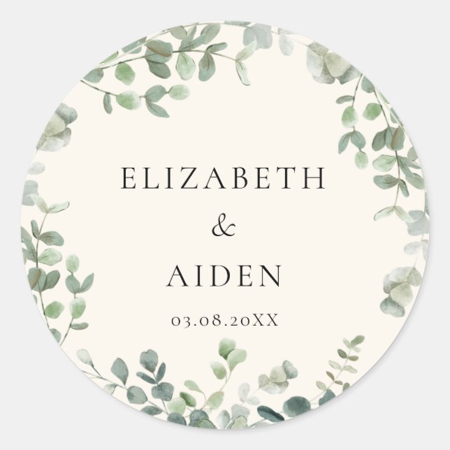 Adesivo Redondo Eucalyptus Wedding (Frente)