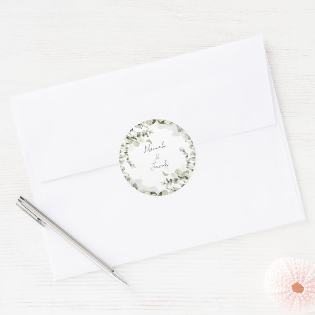Adesivo Redondo Eucalyptus Wedding Envelope Seal (Envelope)