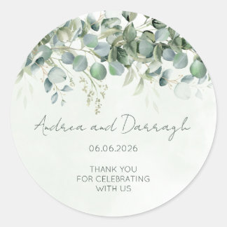 Adesivo Redondo Eucalyptus Wedding Favor Label Sticker 1001A