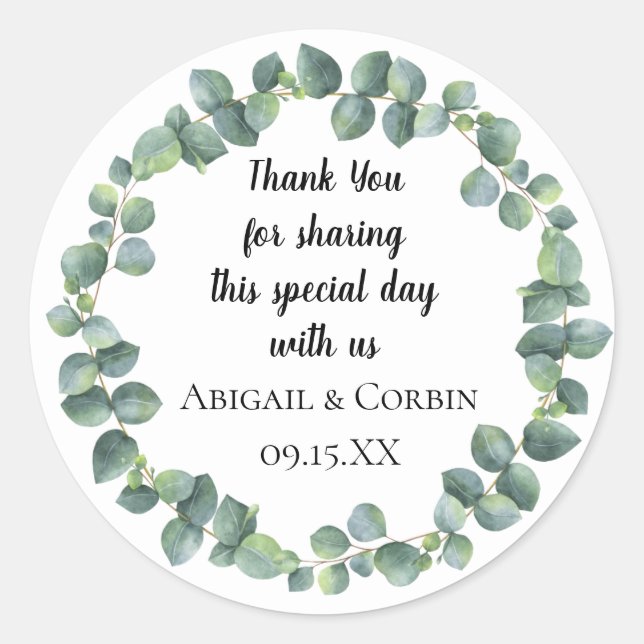 Adesivo Redondo Eucalyptus Wreath Personalizado (Frente)
