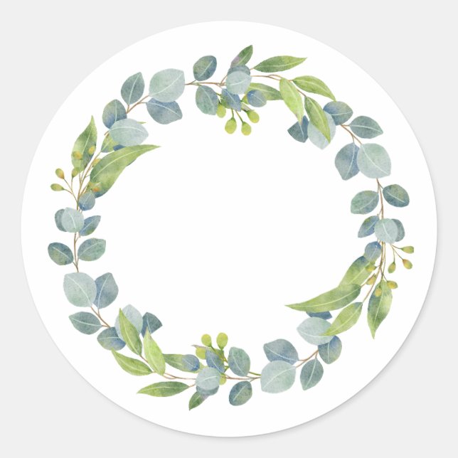 Adesivo Redondo Eucalyptus Wreath Wedding Envelope Seals-Set Of 20 (Frente)