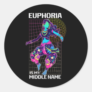 Adesivo Redondo Euforia É Meu Nome Médio Energia Rave