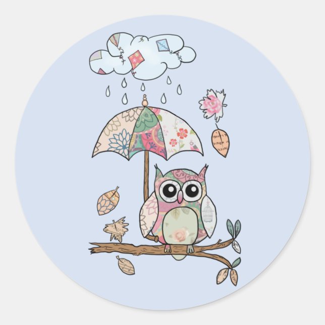 Adesivo Redondo Eule im Regen (Frente)