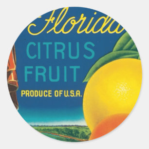Adesivo Redondo Eureka Florida Citrus Fruta
