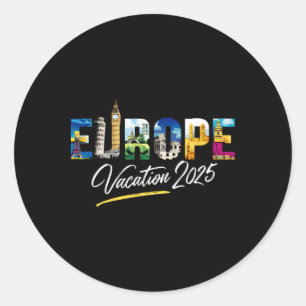 Adesivo Redondo Europa 2025 Férias Familiares Souvenir Trip Summer