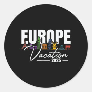 Adesivo Redondo Europa 2025 Lembrança de Férias de Verão da Famíli
