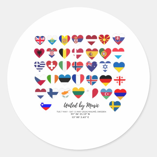 Adesivo Redondo Eurovision Songcontest 2024 Unisex T-shirt Sweden  (Frente)