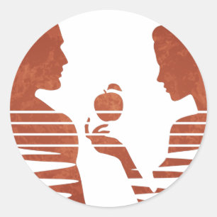 Adesivo Redondo Eve Mão Uma Maçã Para Adão, Grunge Versão 3/3