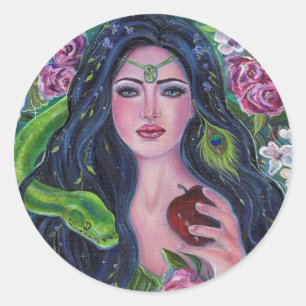 Adesivo Redondo Eve no jardim da maçã Eden python de Renee