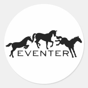 Adesivo Redondo Eventer com os três cavalos de salto