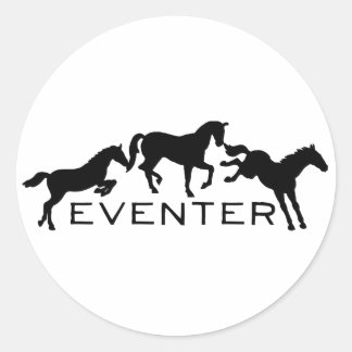 Adesivo Redondo Eventer com Três Cavalos de Salto