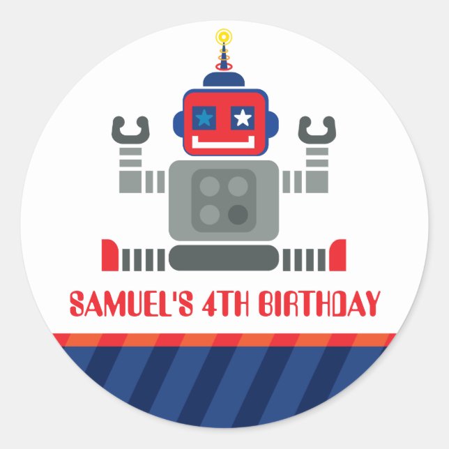 Adesivo Redondo EVENTO DECORATIVO: robô 3 (Frente)