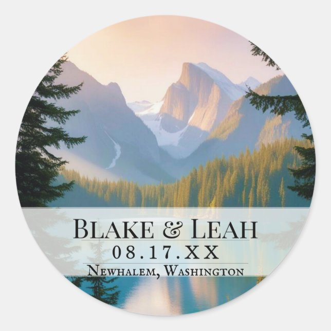 Adesivo Redondo Evento Personalizável Data de Casamento Vinheta Mo (Frente)