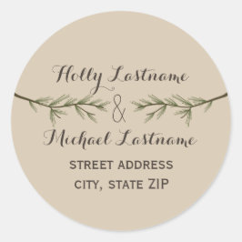 Adesivo Redondo Evergreen Branch Address Sticker