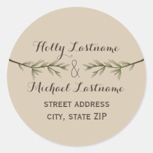 Adesivo Redondo Evergreen Branch Address Sticker