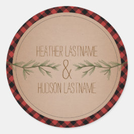 Adesivo Redondo Evergreen Tree Branch Xadrez Sticker