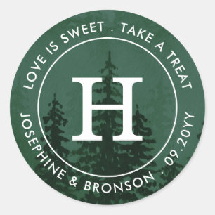 Adesivo Redondo Evergreens no Favor Verde Escuro da Floresta Negra