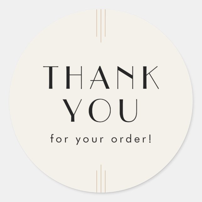 Adesivo Redondo EVERLY Art Deco Ivory Black Thank You For Order (Frente)