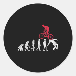Adesivo Redondo Evolução de Bicicleta de Montanha Acidente Engraça