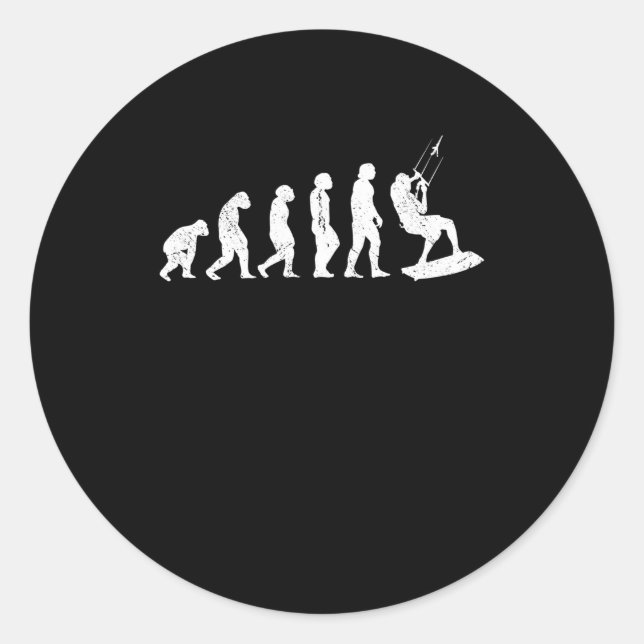 Adesivo Redondo Evolução de Kiteboard Desenvolvimento de Kitesurfe (Frente)