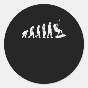 Adesivo Redondo Evolução de Kiteboard Desenvolvimento de Kitesurfe