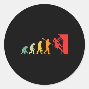 Adesivo Redondo Evolução Divertida de Humano Escalando Rocha Funny