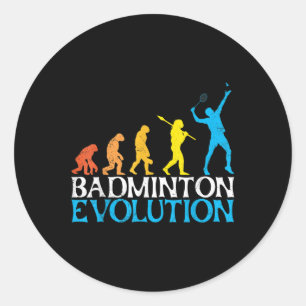 Adesivo Redondo Evolução do Badminton Macaco Jogador de Badminton