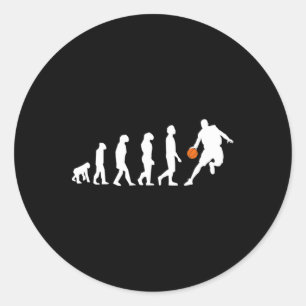 Adesivo Redondo Evolução Do Basquete Da Humanidade Engraçada Desig