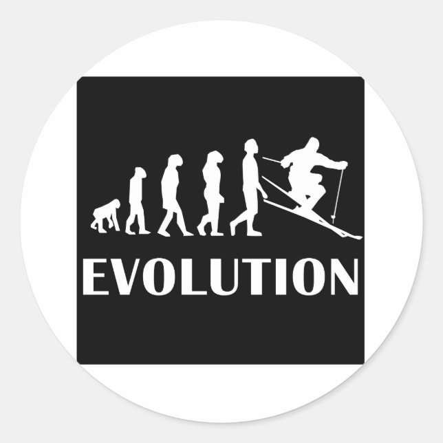 Adesivo Redondo Evolução do esqui (Frente)