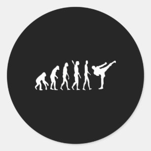 Adesivo Redondo Evolução do Kickboxing Karate Arti Taekwondo Judo