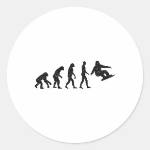 Adesivo Redondo Evolução do Snowboard - Sopradores de Snowboard Wi