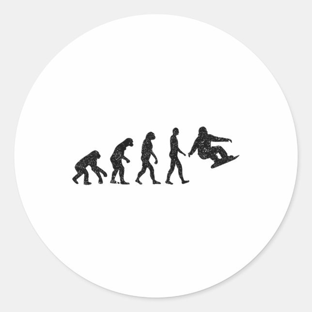 Adesivo Redondo Evolução do Snowboard - Sopradores de Snowboard Wi (Frente)