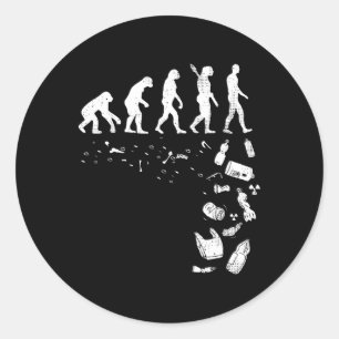 Adesivo Redondo Evolução Humana Poluição Legal do Dia da Terra Gif